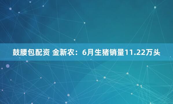 鼓腰包配资 金新农：6月生猪销量11.22万头