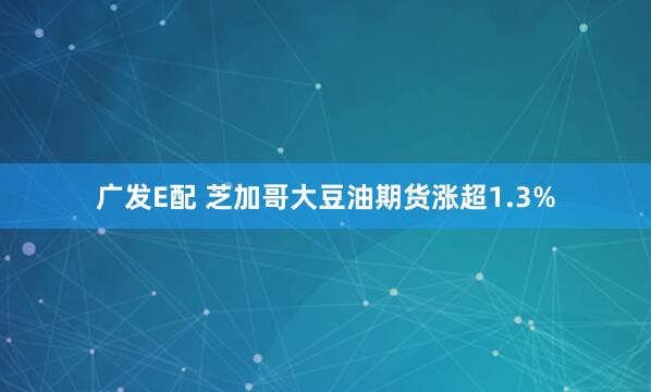 广发E配 芝加哥大豆油期货涨超1.3%